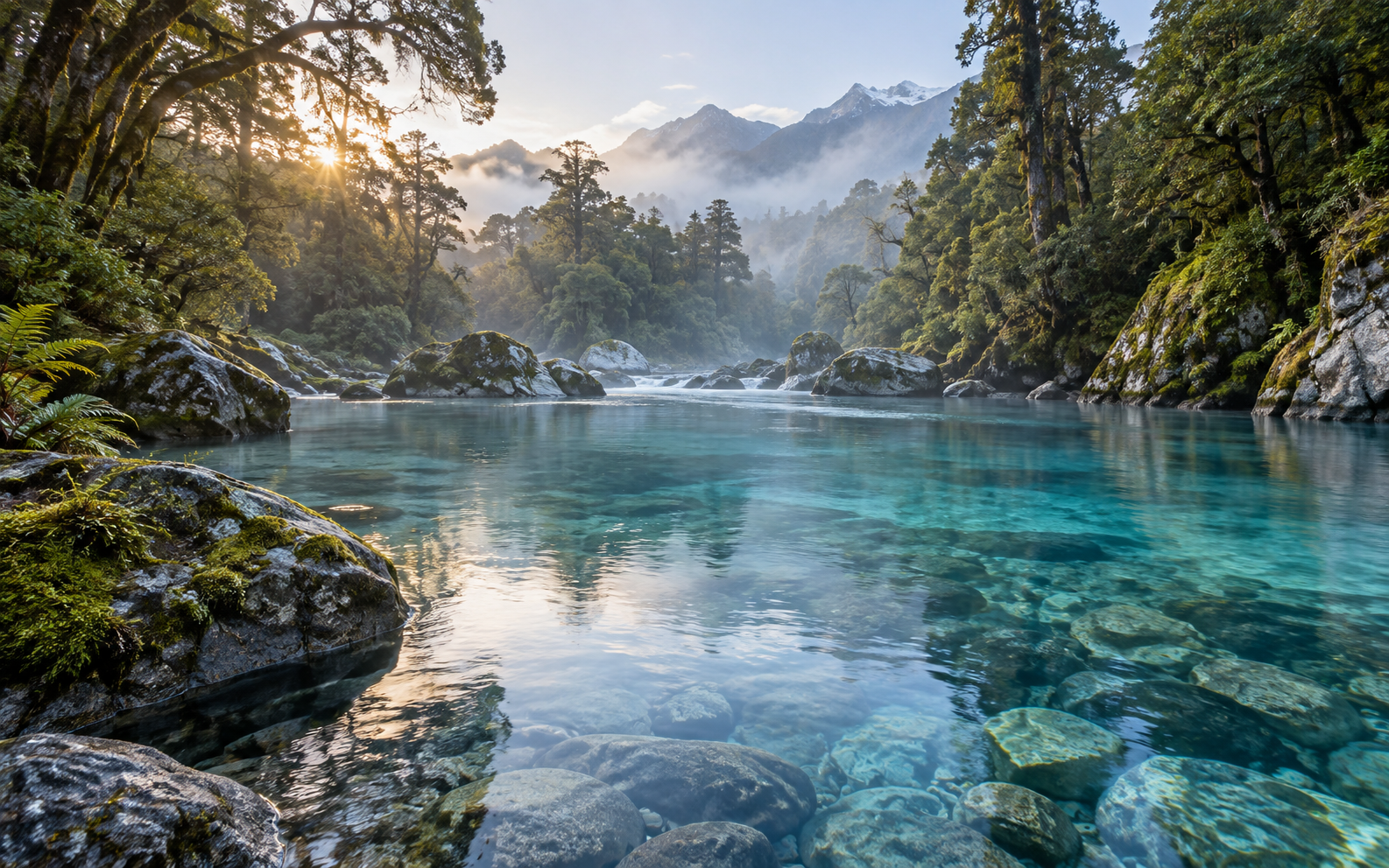 Agua cristalina entre la vegetación de un bosque